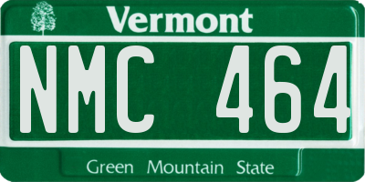 VT license plate NMC464