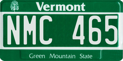 VT license plate NMC465