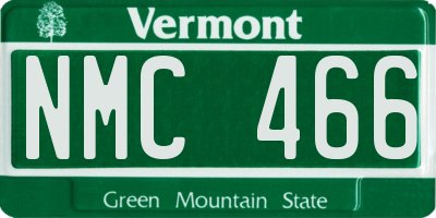 VT license plate NMC466