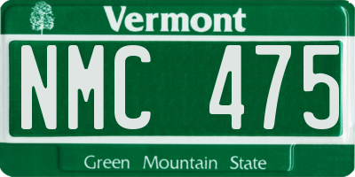 VT license plate NMC475