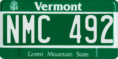 VT license plate NMC492