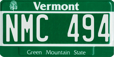 VT license plate NMC494