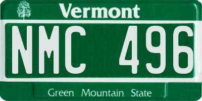 VT license plate NMC496