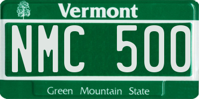 VT license plate NMC500