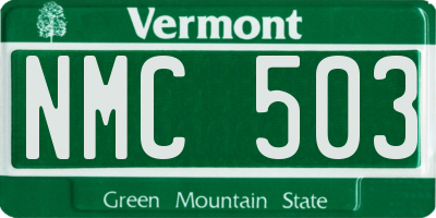 VT license plate NMC503