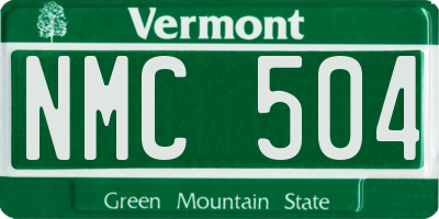 VT license plate NMC504