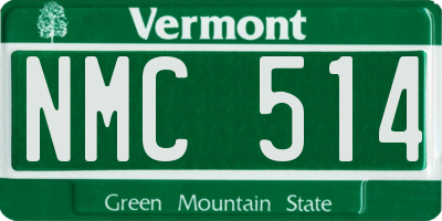 VT license plate NMC514