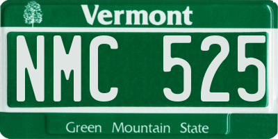 VT license plate NMC525