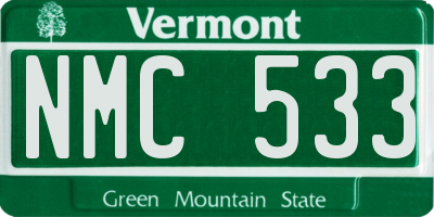 VT license plate NMC533