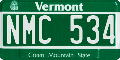 VT license plate NMC534