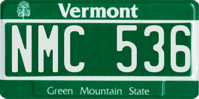 VT license plate NMC536
