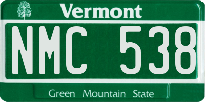 VT license plate NMC538