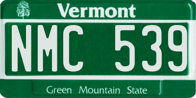 VT license plate NMC539
