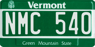 VT license plate NMC540