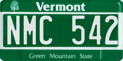 VT license plate NMC542
