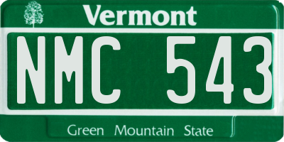 VT license plate NMC543