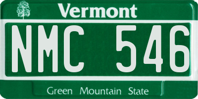 VT license plate NMC546