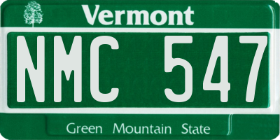 VT license plate NMC547