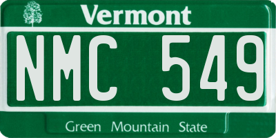 VT license plate NMC549