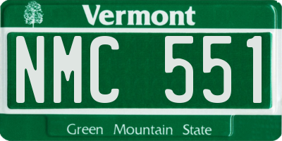 VT license plate NMC551