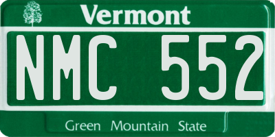 VT license plate NMC552