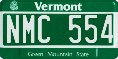 VT license plate NMC554