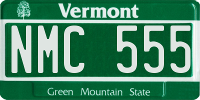VT license plate NMC555