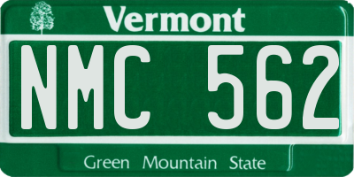 VT license plate NMC562