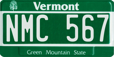 VT license plate NMC567