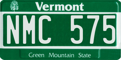 VT license plate NMC575