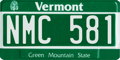 VT license plate NMC581