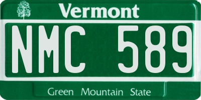 VT license plate NMC589