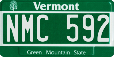 VT license plate NMC592