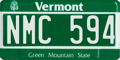 VT license plate NMC594