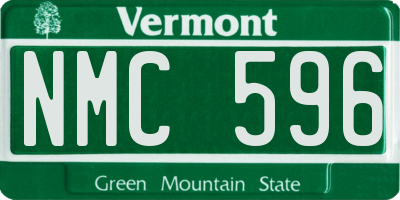 VT license plate NMC596