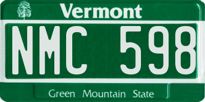 VT license plate NMC598