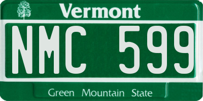 VT license plate NMC599