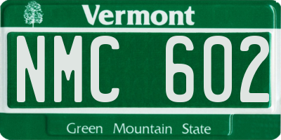 VT license plate NMC602