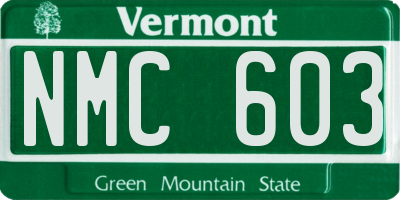 VT license plate NMC603