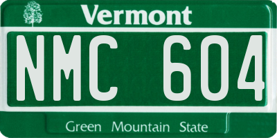 VT license plate NMC604