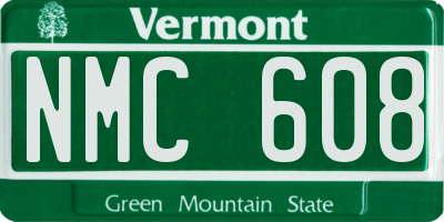 VT license plate NMC608