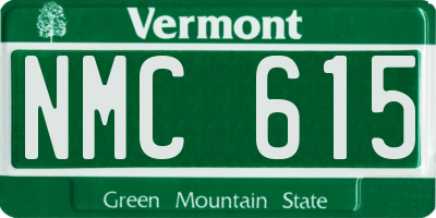 VT license plate NMC615