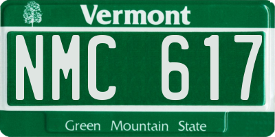 VT license plate NMC617