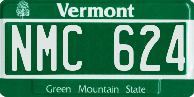 VT license plate NMC624