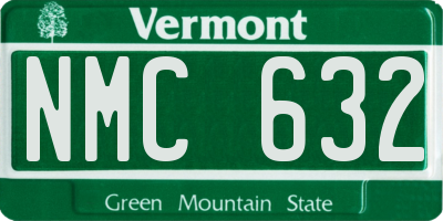 VT license plate NMC632