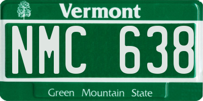 VT license plate NMC638