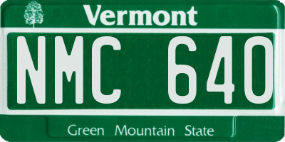 VT license plate NMC640