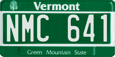 VT license plate NMC641