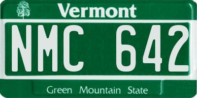 VT license plate NMC642