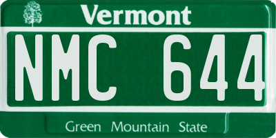 VT license plate NMC644